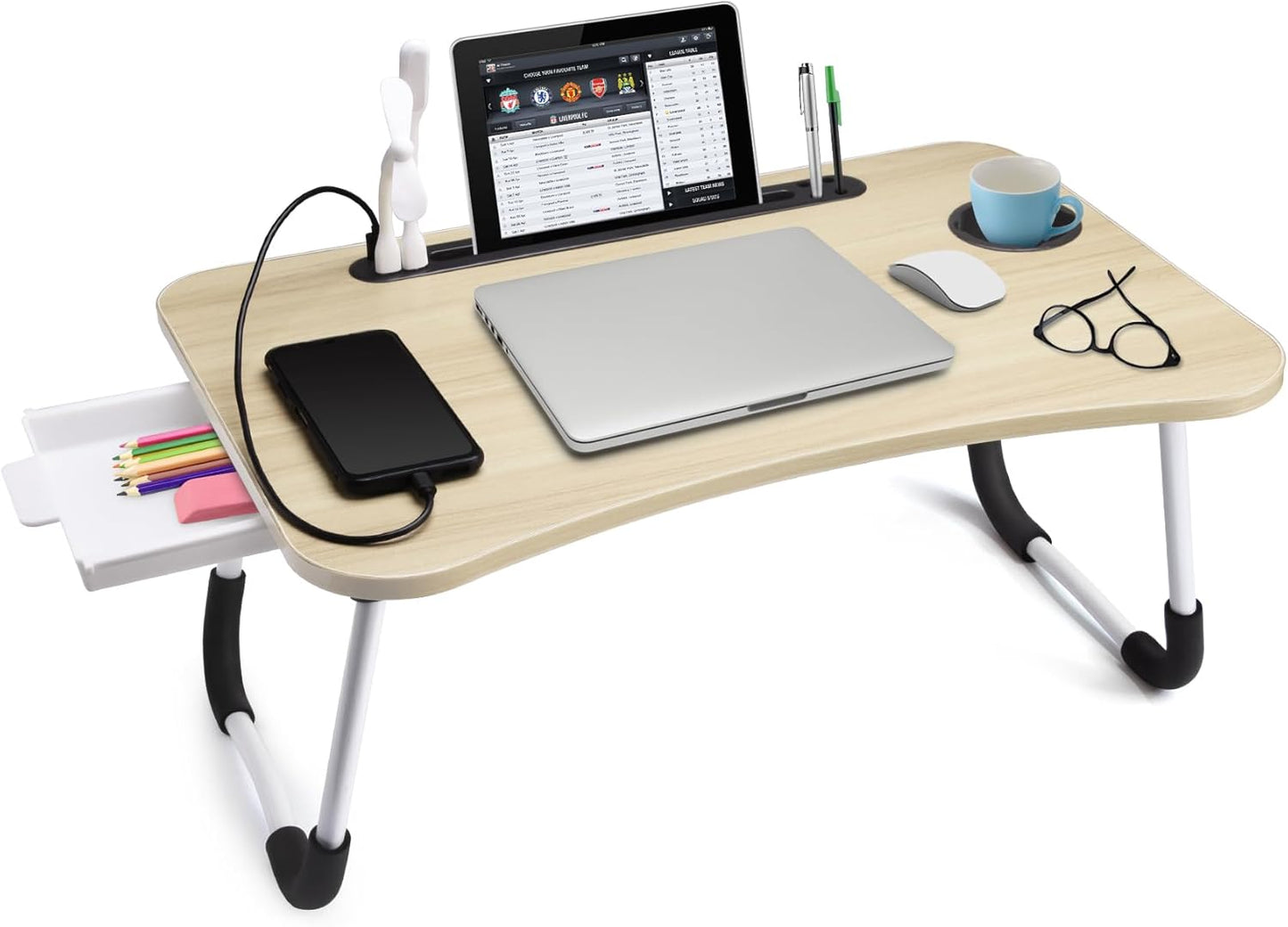 Slendor Lap Desk with Tablet Slot for Bed and Couch Use