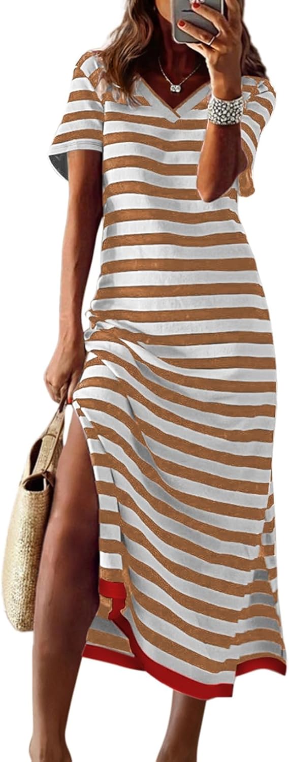 Dokotoo Summer Dress Casual Womens Fashion Short Sleeve Maxi Dress