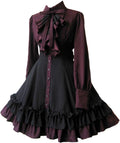 Gothic Lolita Victorian Dress with Bows - Ruffled Polyester Ruffle