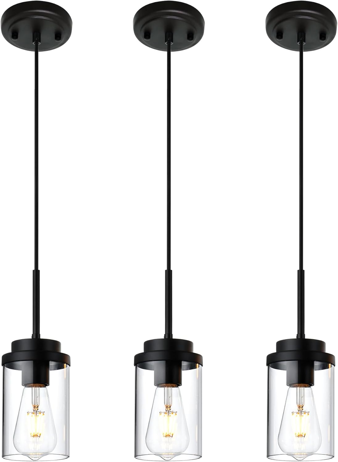 MELUCEE 3 Pack Adjustable Hanging Pendant Lighting Fixtures