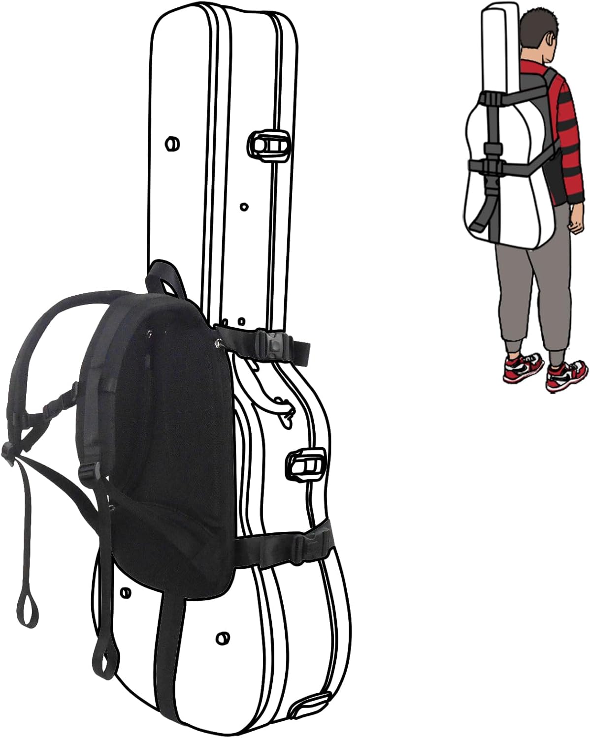 Secure Your Guitar On the Go - Black Hard Case Backpack