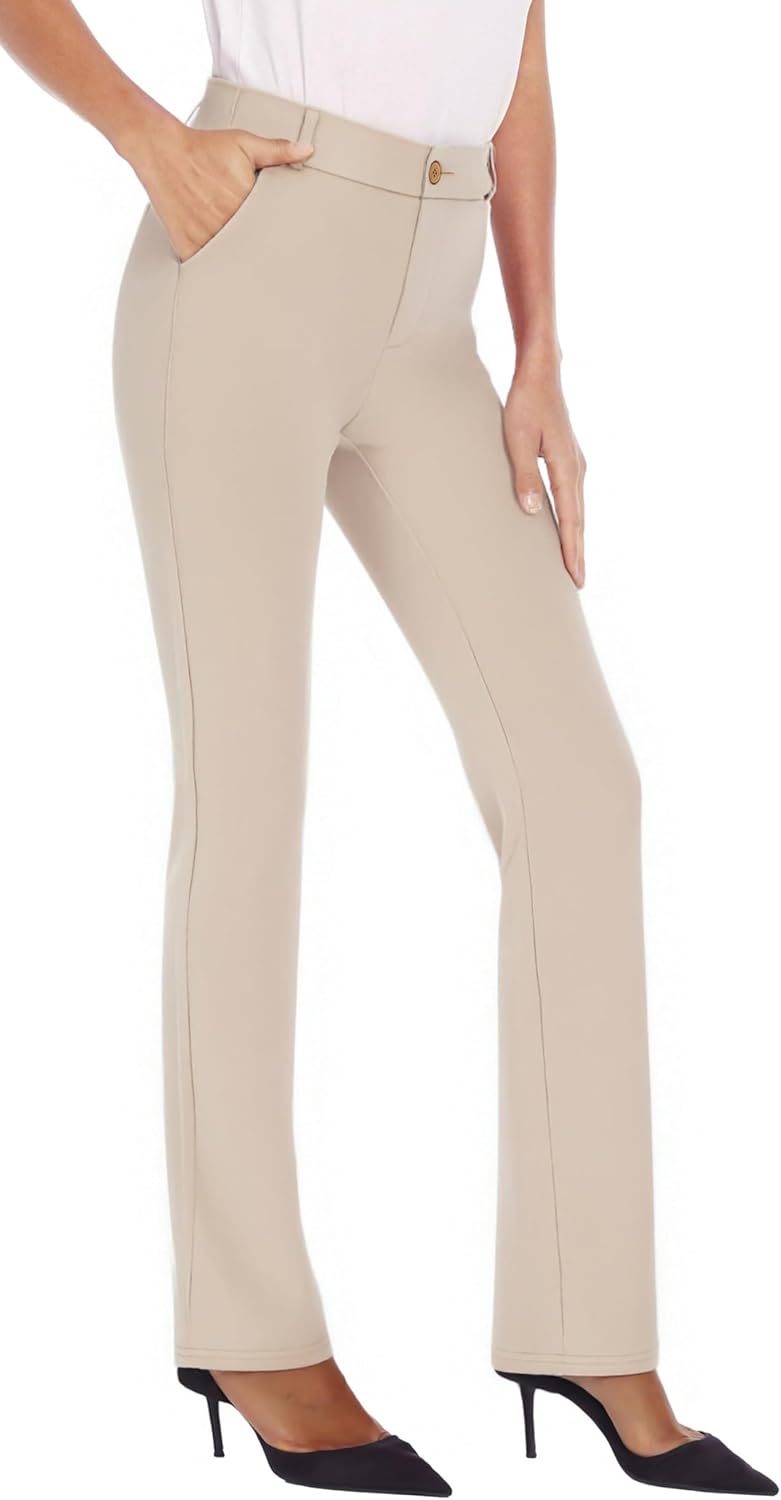 iChosy Women's Comfort Barely Bootcut Stretch Dress Pants