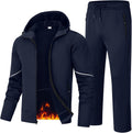 Rdruko Men's Fleece Tracksuit 2-Piece Hooded Winter Set - Warm Fit