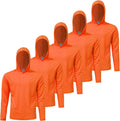 Mens Active Athletic Long Sleeve Hooded T-Shirts 5 Pack - Sun Safe Fit