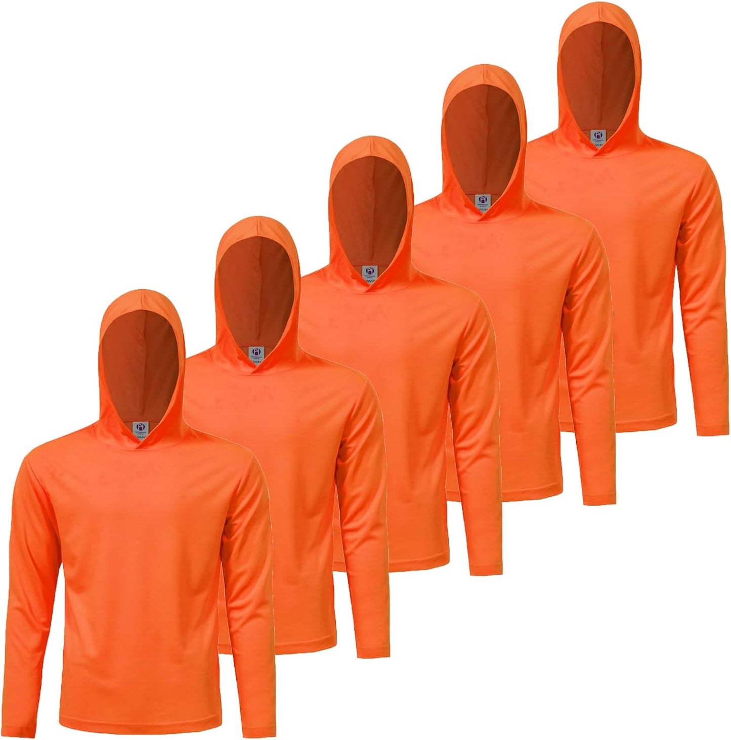 Mens Active Athletic Long Sleeve Hooded T-Shirts Set 5 Pack