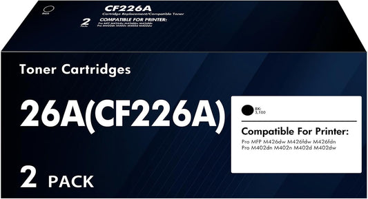 CF226A 26A Toner Cartridge for HP Printer - High Quality 2 Pack