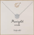 Birth Flower Necklace for Women - Sterling Silver Marigold