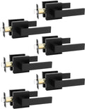 Square Black Door Handles Interior Passage Lever Set - Heavy Duty