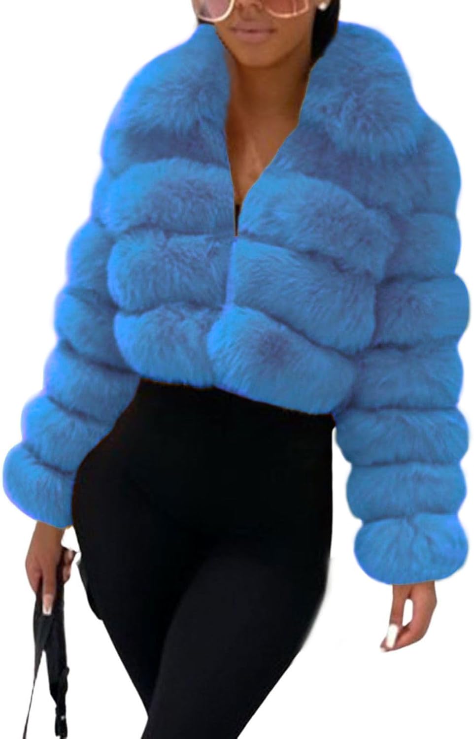 Faux Fur Cropped Jacket for Women - Stylish Winter Warmth