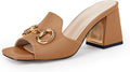 Women's Sandals Peep Toe Slides Chunky Heel Mules - Comfortable Chic 2