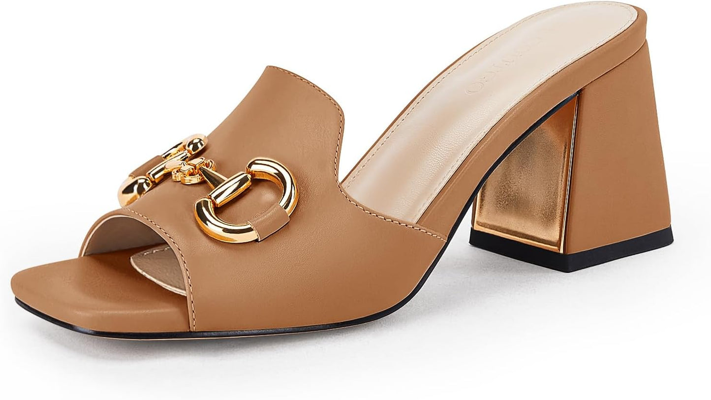 Gihubafuil Women's Sandals Peep Toe Slides for Spring Summer