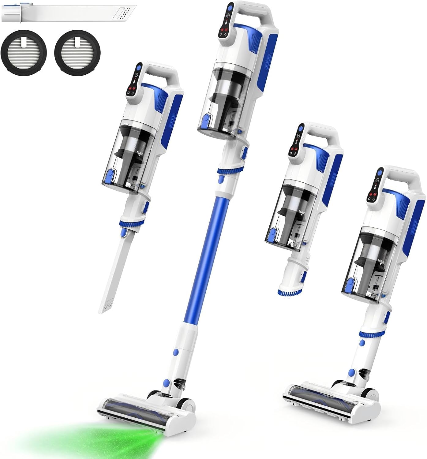 Powerful Cordless Vacuum: 45 Mins Runtime, LED Display, Blue