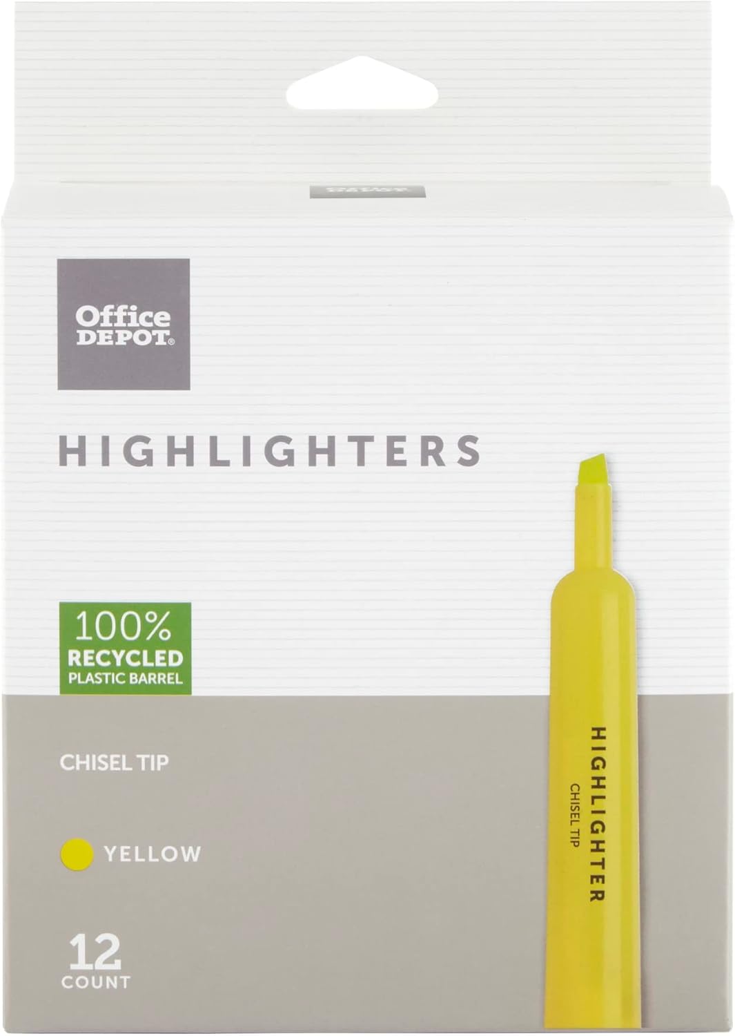 Vibrant 12-Pack Yellow Highlighters, Chisel Tip