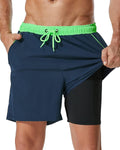 Mens Swim Trunks with Compression Liner 2-in-1 Quick Dry (Style HQSG)