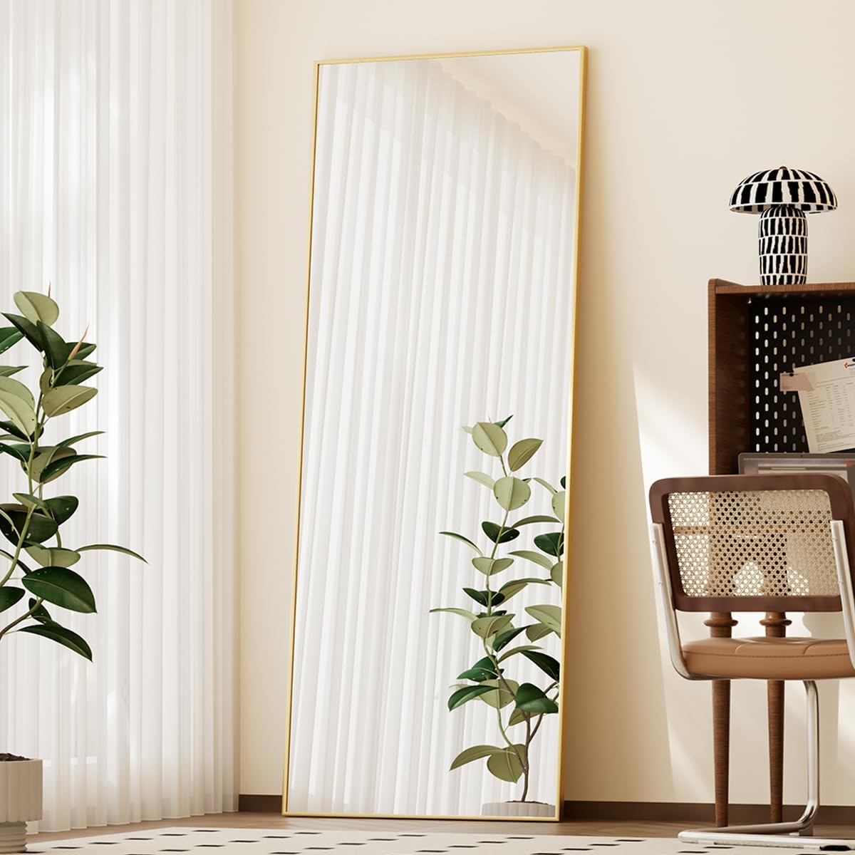 BEAUTYPEAK Full Length Mirror with Stand - Stylish and Safe