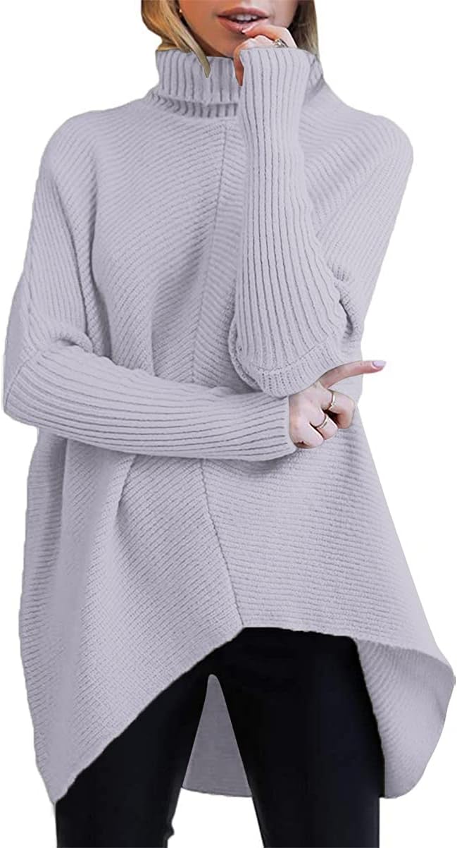 Oversized Turtleneck Batwing Sweater for Cozy Fall Outfits