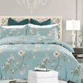 Nanko Teal Floral Duvet Cover King Size Set for Cozy Bedrooms