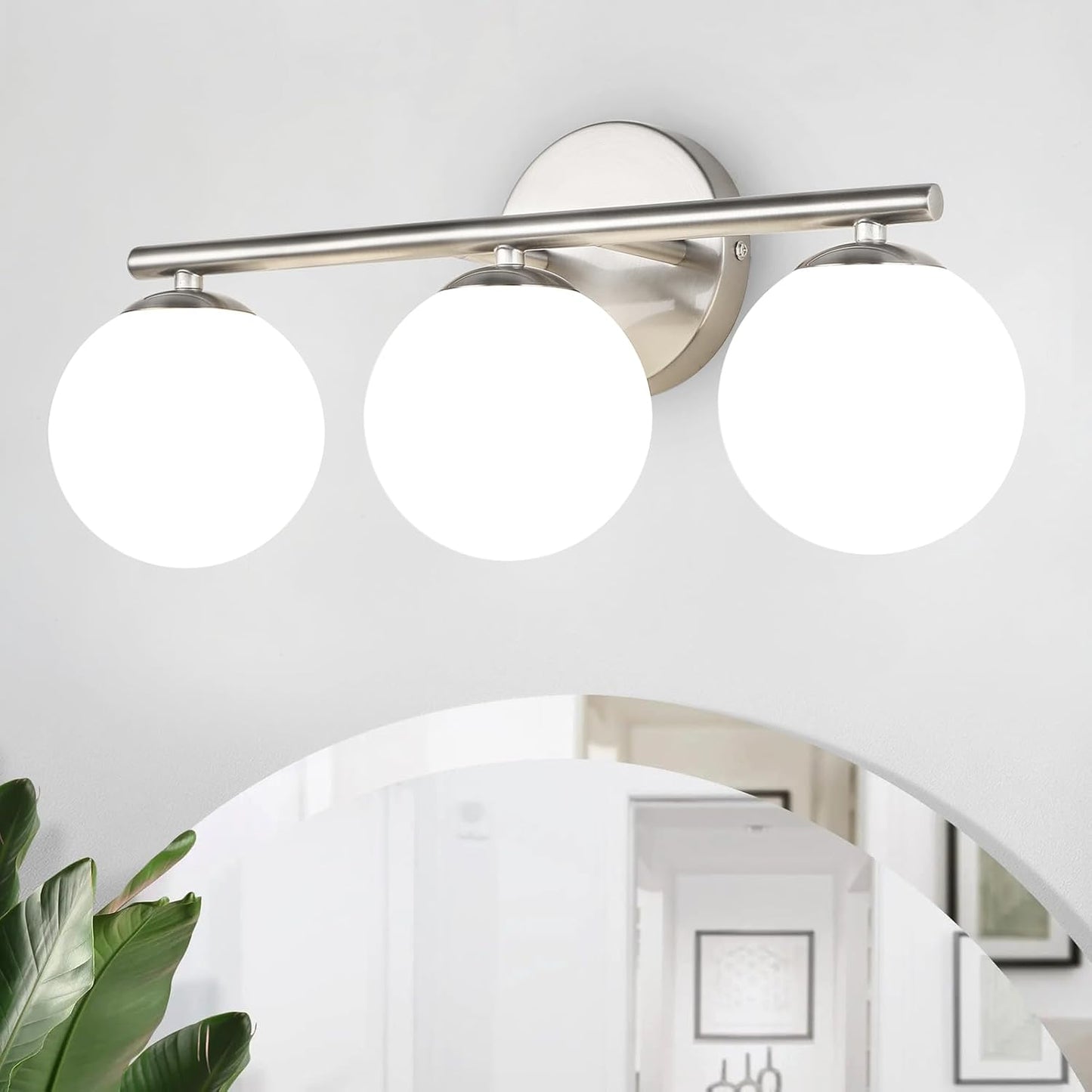 Brushed Nickel Bathroom Light Fixtures for Modern Vanity Lighting