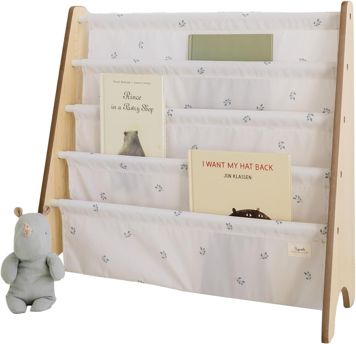 3 Sprouts Recycled Fabric Kids Bookshelf for Playroom Storage