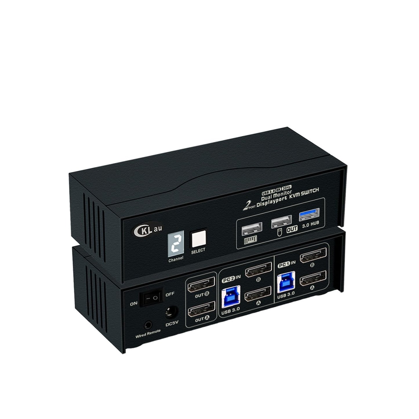 CKLau USB 3.0 Dual Monitor KVM Switch for 2 Computers