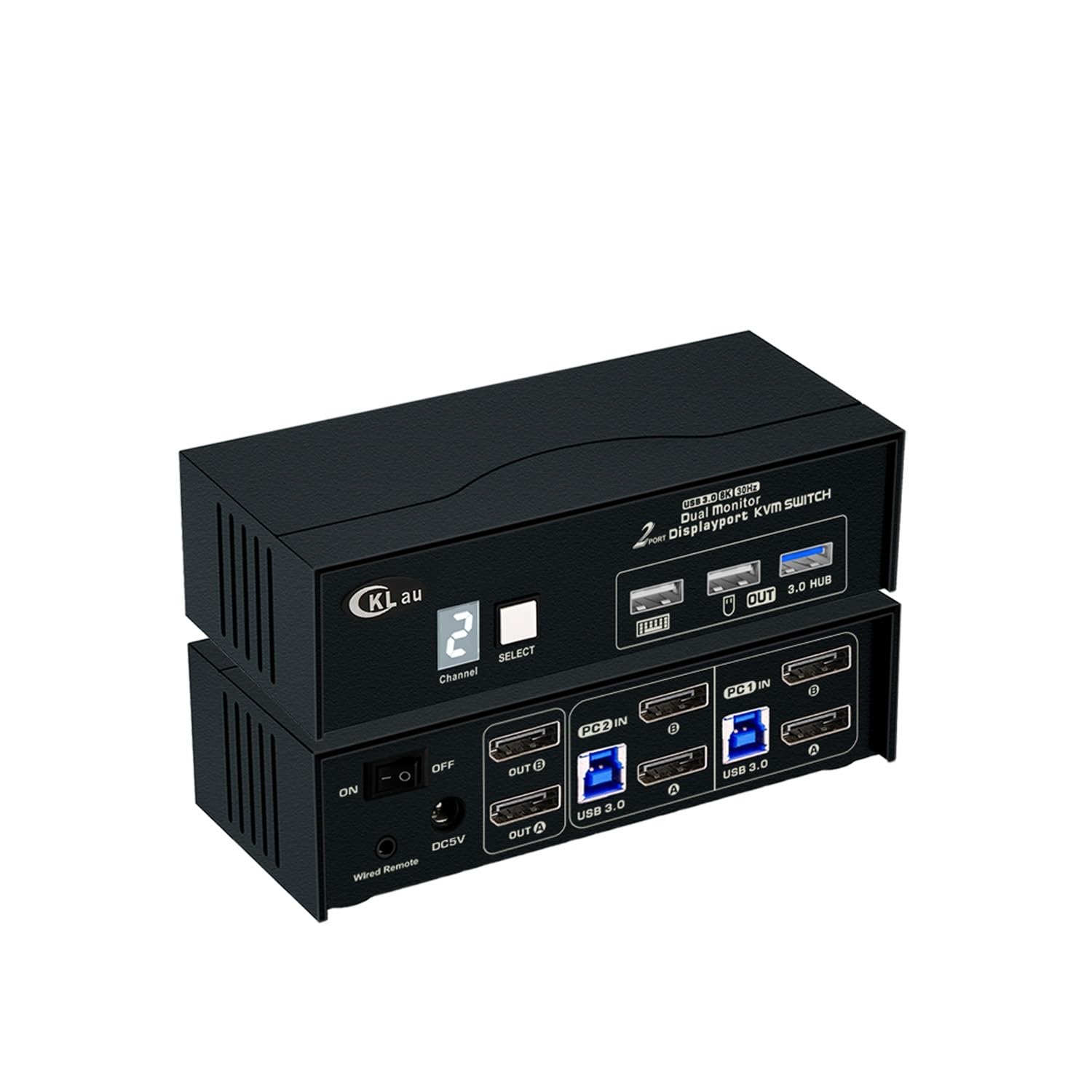 CKLau USB 3.0 Dual Monitor KVM Switch for 2 Computers