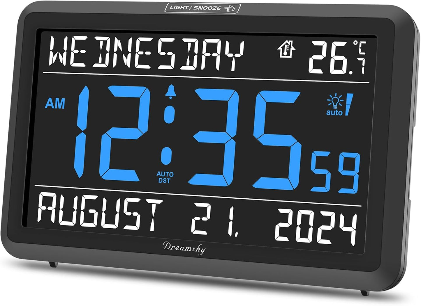 DreamSky Large Digital Clock with Date and Day for Seniors