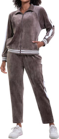 Women's Velour Tracksuit Zip-Up Jacket and Jogger Pants - Soft