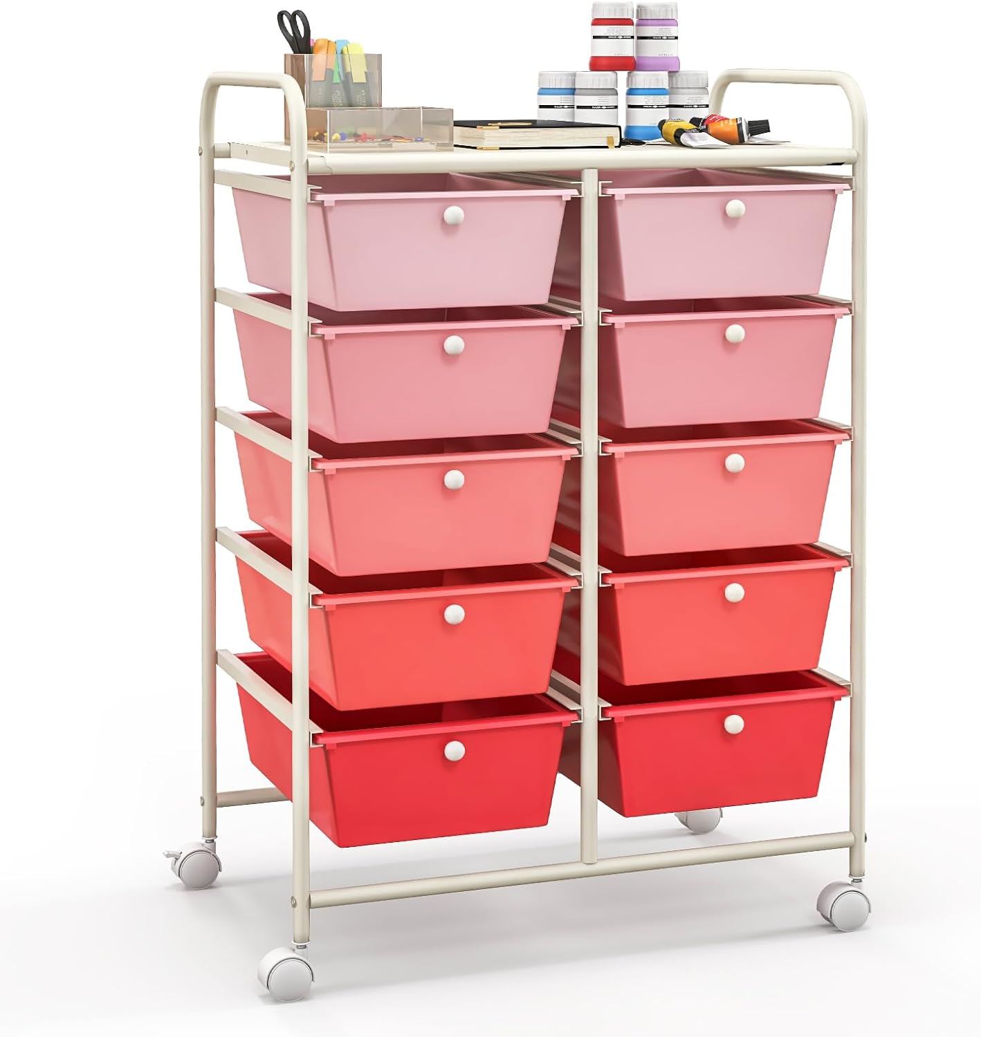 Giantex 10 Drawers Rolling Cart for Classroom and Home Use
