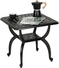 Cast Aluminum Outdoor Side Table - Sturdy Weatherproof Patio End Table