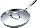 12 in Stainless Steel Frying Pan W/Lid - 3-Ply Induction Skillet