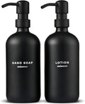 MaisoNovo Soap Dispenser 2-Piece Set - 16.9oz Black Glass with Black