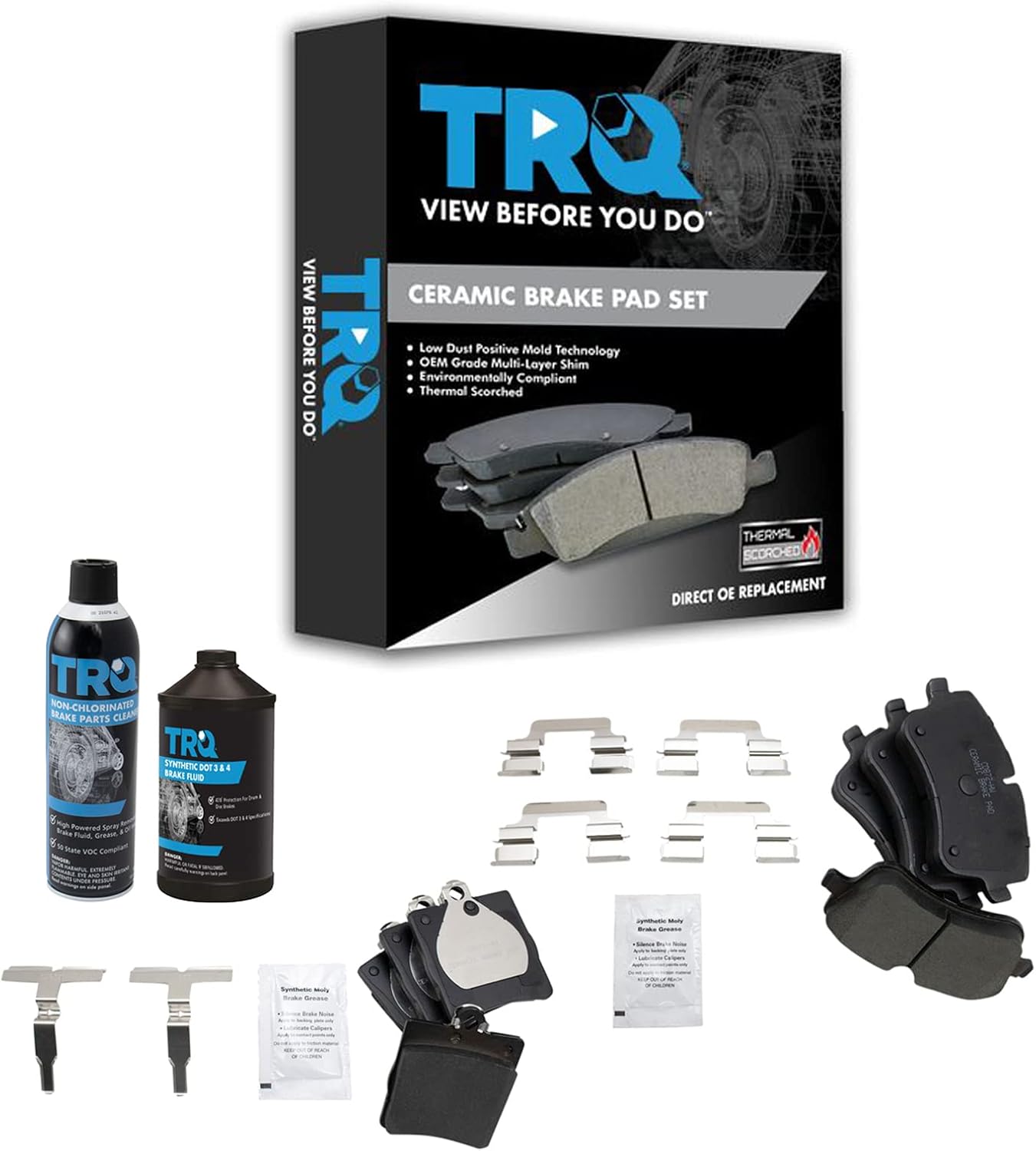 TRQ Front & Rear Brake Pads Kit for Mercedes-Benz Vehicles
