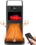 Space Heater for Indoor Use - Portable PTC Ceramic Heater with Flame