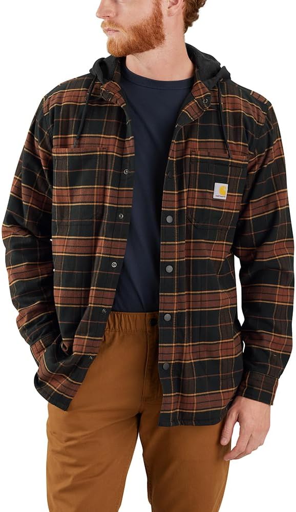 Carhartt Men's Rugged Flex Relaxed Fit Flannel Fleece Lined Hoodie