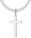 S925 Sterling Silver Cross Necklace for Men 4mm Cuban Chain - Durable
