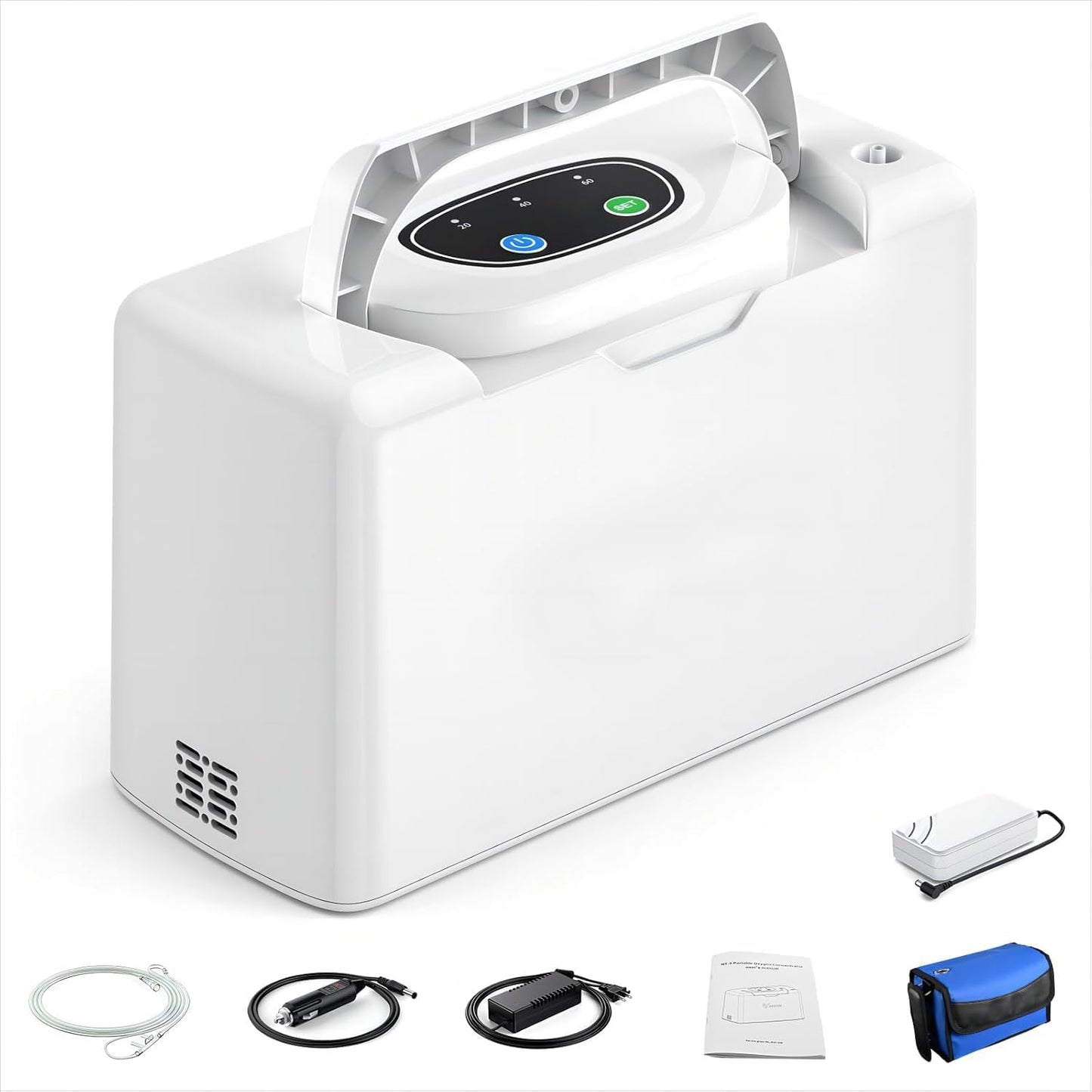 Compact 3L Portable Oxygen Generator with Battery and Accessories