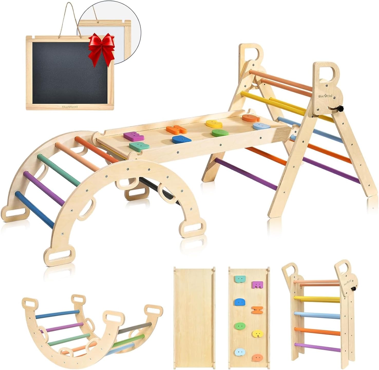 BlueWood Pikler Triangle Set for Indoor Play and Climbing Fun