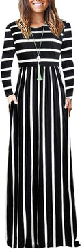 AUSELILY Women's Long Sleeve Casual Maxi Dress (Style PJMX)