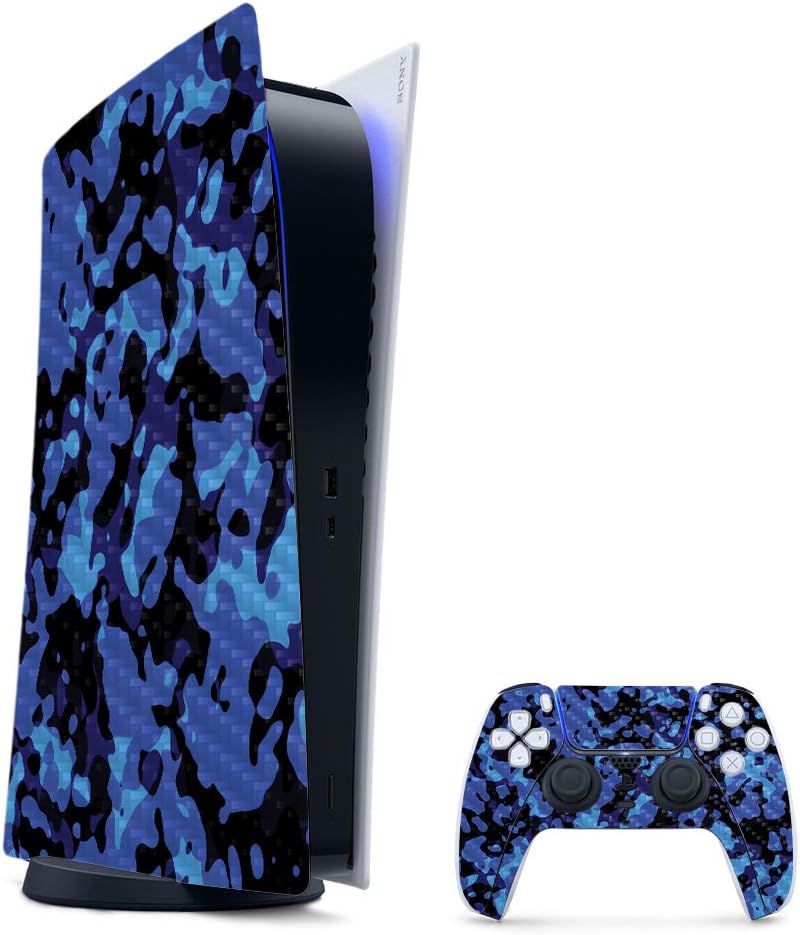 MightySkins Carbon Fiber Gaming Skin for PS5 - Blue Camo Style