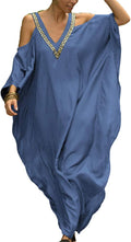 Turkish Cold Shoulder Kaftan Dress Cover Up Maxi - Flowy Beachwear