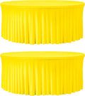 2 Pack Yellow 60 in Round Spandex Tablecloth - Fitted Stretch Cover