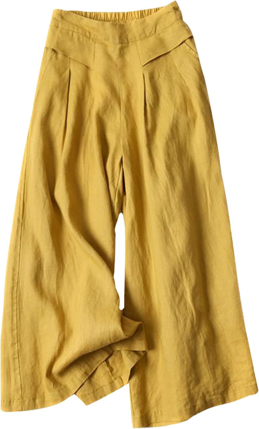 Gihuo Women's Culottes Linen Blend Wide Leg Pants for Summer