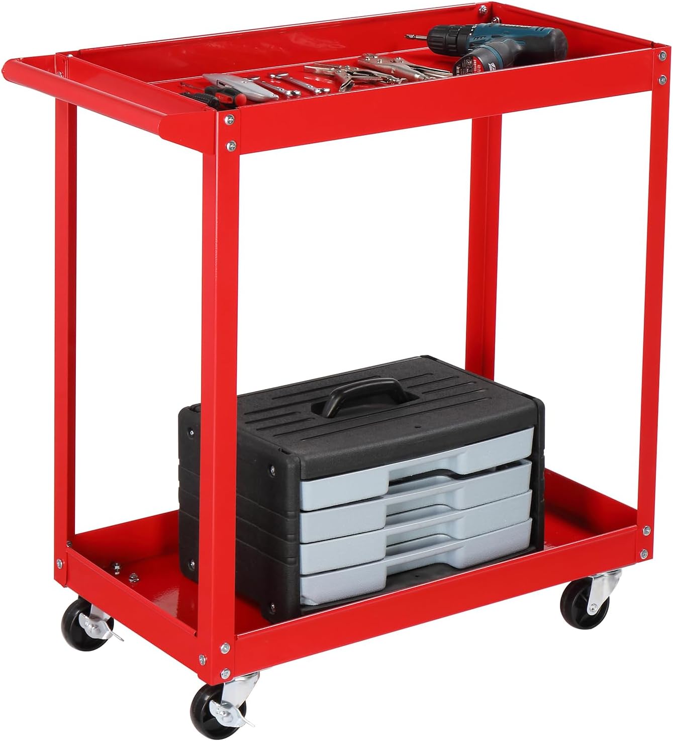 TUFFIOM 2 Tier Rolling Tool Cart for Garage and Workshop Use