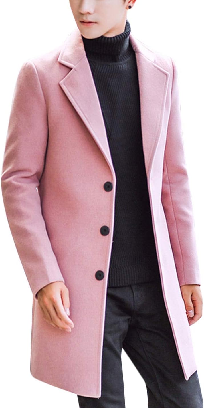 Springrain Men's Wool Blend Pea Coat for Stylish Winter Wear
