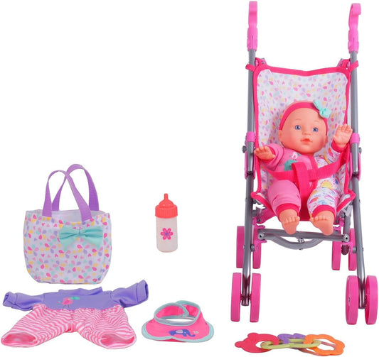 Dream Collection Baby Doll Care Gift Set with Stroller for Fun