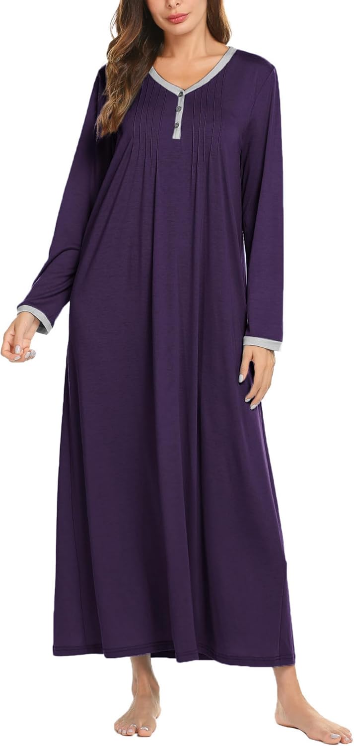 Ekouaer Women's Long Sleeve Nightgown for Ultimate Comfort
