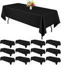 12 Pack Black 60x102 in Rectangle Tablecloths - Durable Washable Set