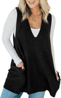 Sleeveless Sweater Vest V Neck Tunic Top - Casual Flattering Layer