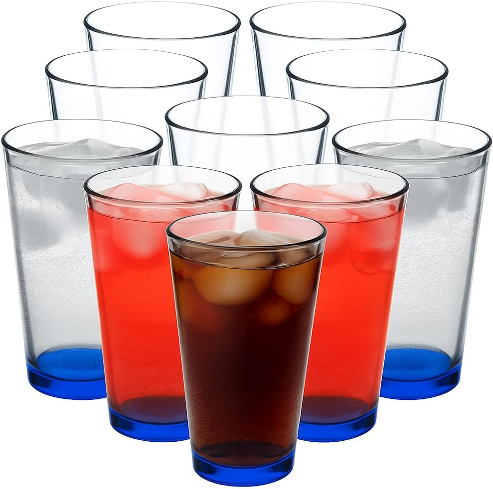 16 oz Beer Pint Glasses Set of 10 - Heavy Duty Glassware