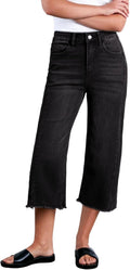 Sidefeel Women's Capri Jeans High Waisted Wide Leg (Style 538B)